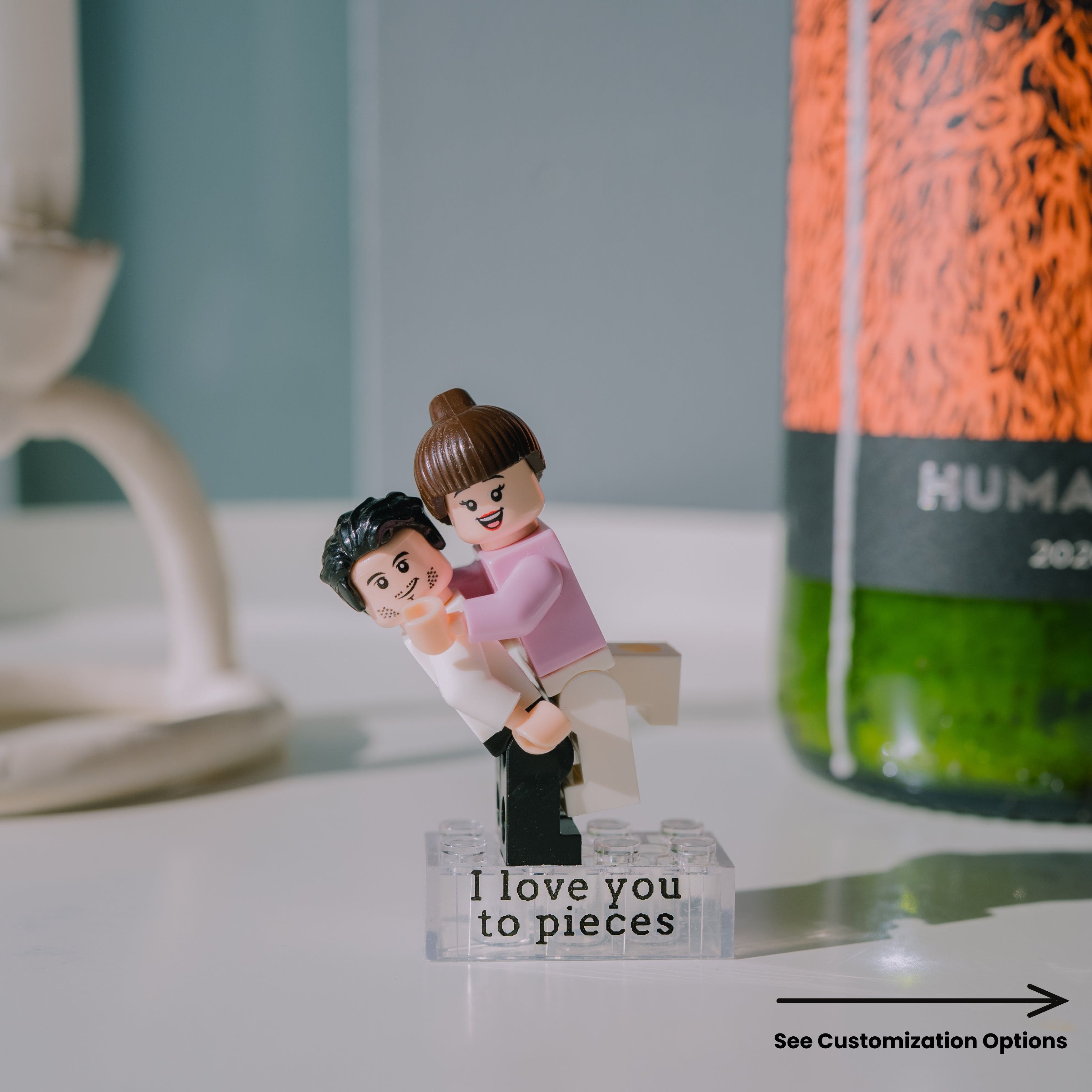 Custom Hugging Minifigure Couple